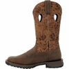 Rocky Women's Rosemary Pull-On Western Boot, DARK BROWN, M, Size 6 RKW0404